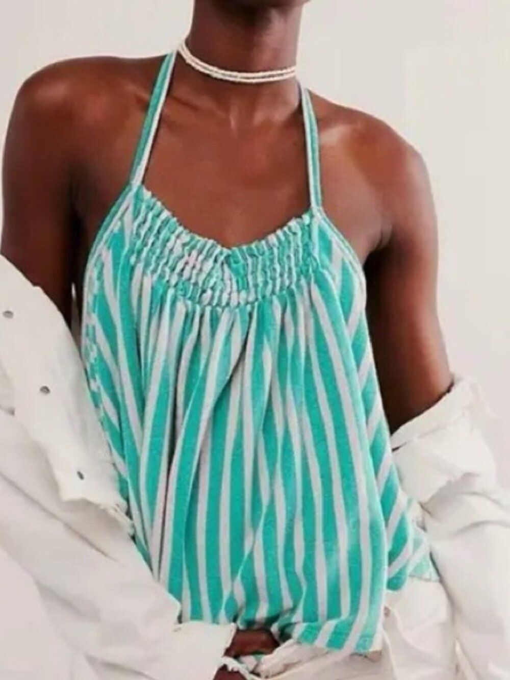 NWT We The Free Coastal Town Striped Halter Top Size Large